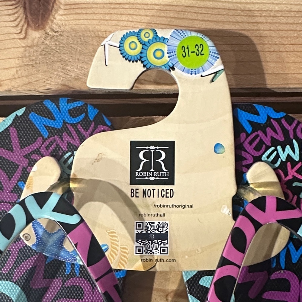 Robin Ruth Kids Flip Flops - Black, Pink, and Blue Sz. 31-32 - Picture 2 of 4
